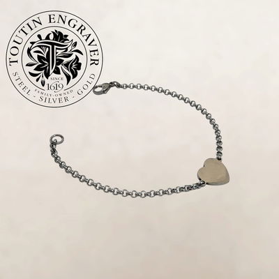 Pulsera Acero ID Corazón 18x13mm con Grabado Iniciales 
