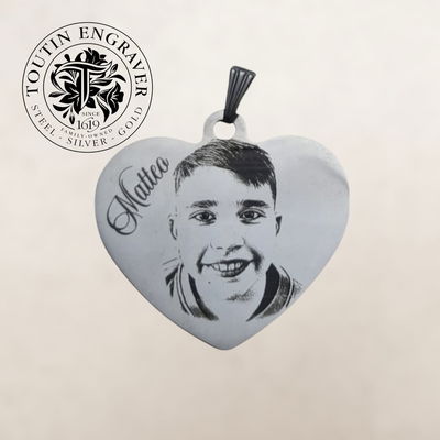 Medalla Acero Corazón 30x28mm con Cadena Acero Force 50cm 