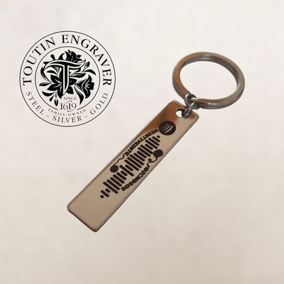 Medalla Acero Rectangular Spotify llavero 
