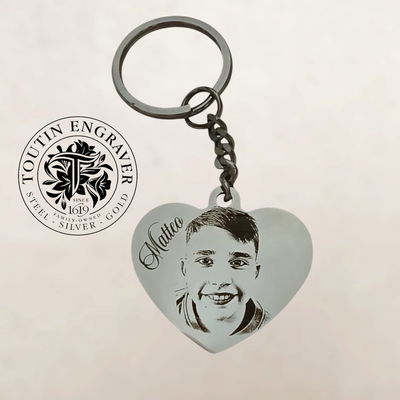 Medalla Acero Corazón 30x28mm llavero