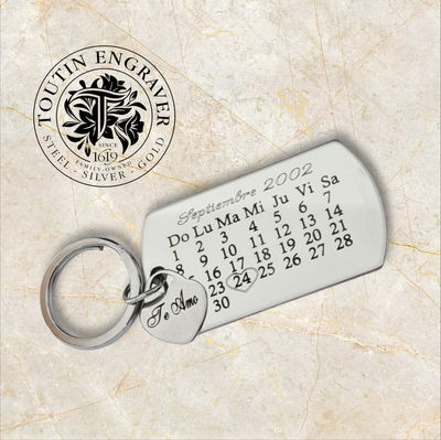 Medalla Acero Rectangular 43x24mm calendario llavero