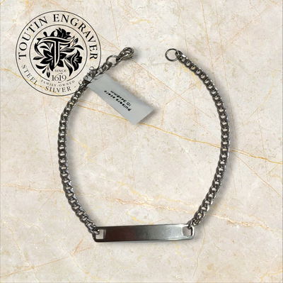 Pulsera Acero Rectangular ID 34x5mm con Grabado Nombre 