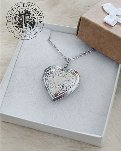 Fotorelicario Acero Quirúrgico Corazón Diseño 30x28mm
