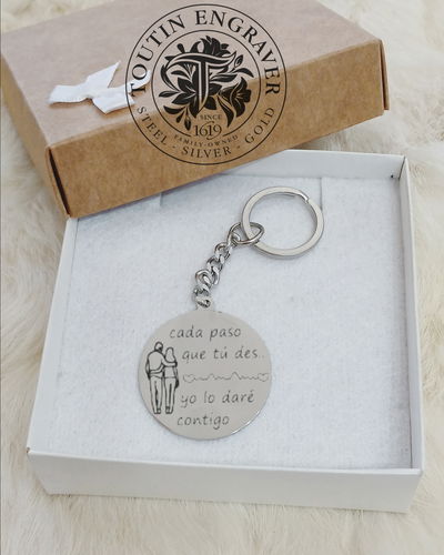 Llavero Acero Quirúrgico Redonda 30mm+ Grabado Personalizado