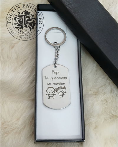 Llavero Acero Quirúrgico Rectangular 50x30mm + Grabado Personalizado
