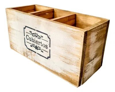 Cubiertero Madera 3 Divisiones 12x30x11 Modelos Surtidos