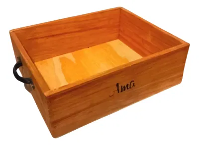 Cajon Madera Con Manija Deco 25x30 Modelos Surtidos