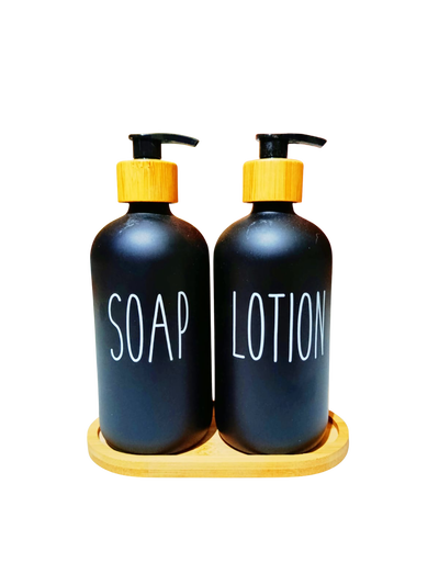 Set Dispenser De Vidrio Jabon y Locion x2