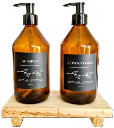 Difusor Vidrio Shampoo Acondicionador Con Base