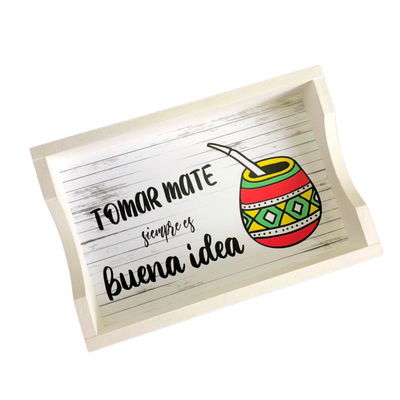 BANDEJA DE MADERA DECORADA MATE 20X30