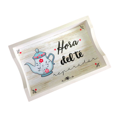 BANDEJA DE MADERA DECORADA TE 20X30