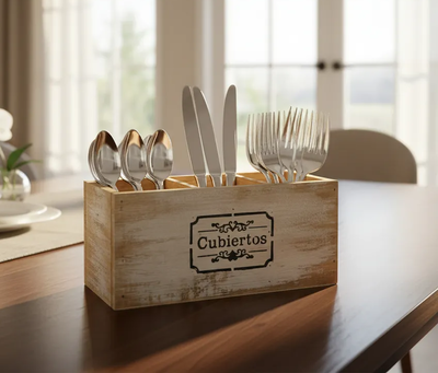 Cubiertero Madera 3 Divisiones Deco 12x30x11