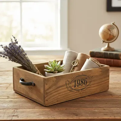 Cajon Madera Con Manija Deco 25x30x10