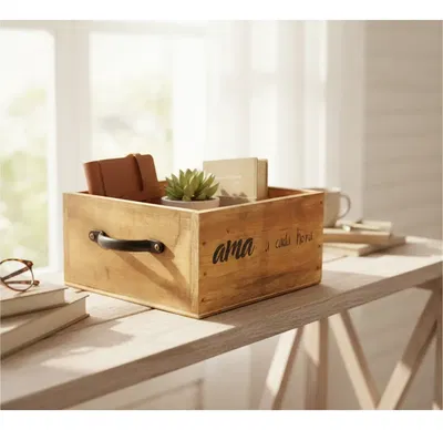 Cajon Madera Con Manija Deco 20x20x10