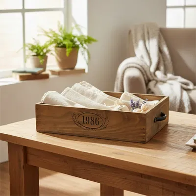 Cajon Madera Con Manija Marron 40x30x10