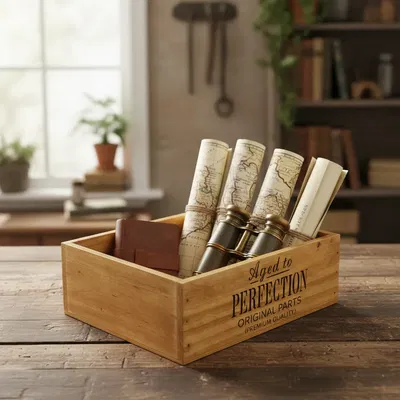 Cajon Organizador Madera Deco 25x30x10