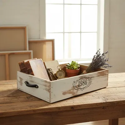 Cajon Madera Con Manija Deco 40x30x10