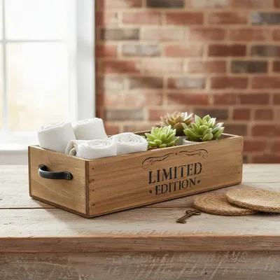 Cajon Madera Con Manija Marron40x20x10