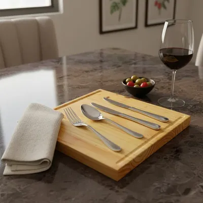 Plato De Madera Cuadrado Pino 25x25x2cm