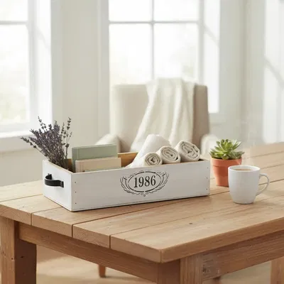 Cajon Madera Con Manija Deco 40x20x10