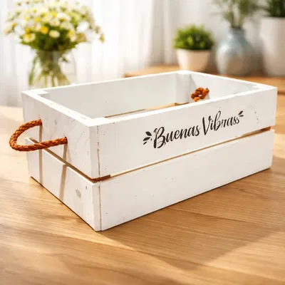 Cajon Madera Deco Con Soga 20x32x14