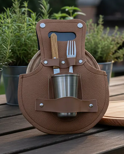 Set Asado Funda+Plato+vaso+Cubiertos