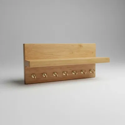 REPISA ESTANTE PORTA LLAVERO X7 GANCHOS 30X15CM