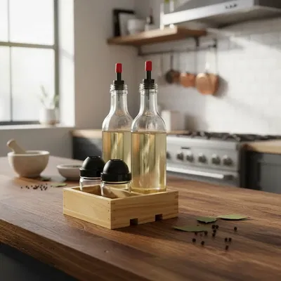 Porta Especiero + 2 Saleros, Aceitera y Vinagrera