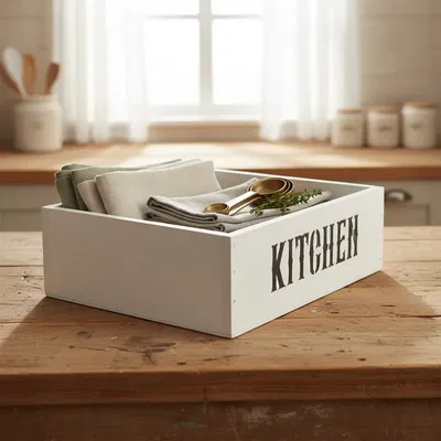 Cajon Organizador Madera Blanco 25x30x10