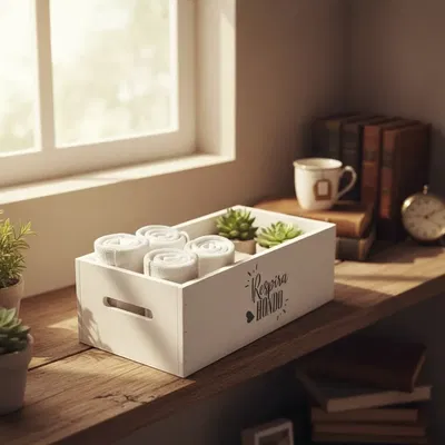 Cajon Madera Con Agarre Blanco 40x20x15 