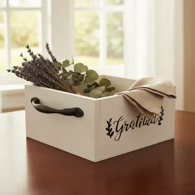 Cajon Madera Con Manija Blanco 20x20x10