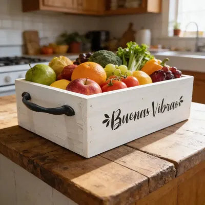 Cajon Madera Con Manija Blanco 20x30x10