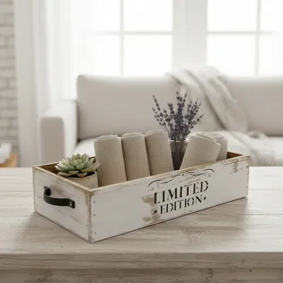 Cajon Madera Con Manija Blanco 40x30x10