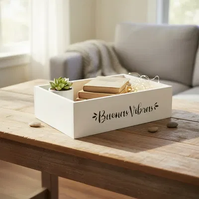 Cajon Organizador Madera Blanco 35x25x10