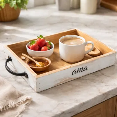 Bandeja Madera Blanco 40x30 