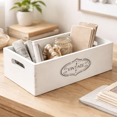 Cajon Madera Con Agarre Blanco 20x30x15