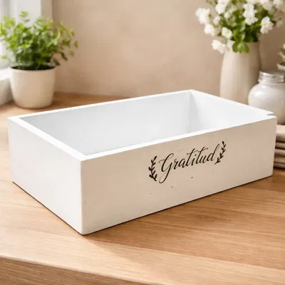 Cajon Organizador Madera Blanco 40x20x10