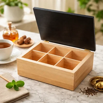 Caja de Té x 6 Divisiones Madera