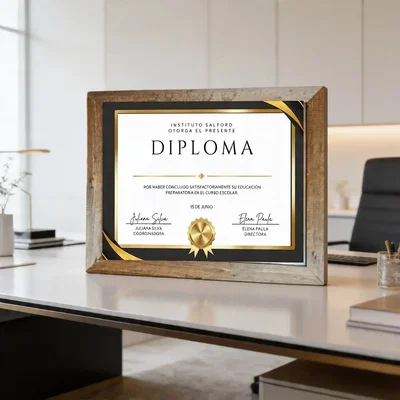 CUADRO DIPLOMA MADERA 40X30 MARRON