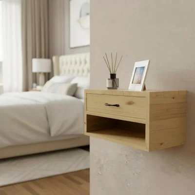 MESA DE LUZ FLOTANTE CON CAJON Y REPISA