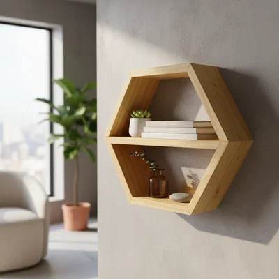 Repisa Hexagonal Con Estante 33cm x 28cm