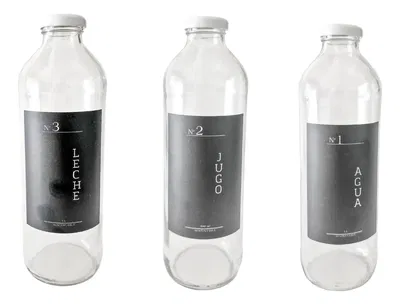 Botella Vidrio Decorada Agua Jugo Leche 1/2L