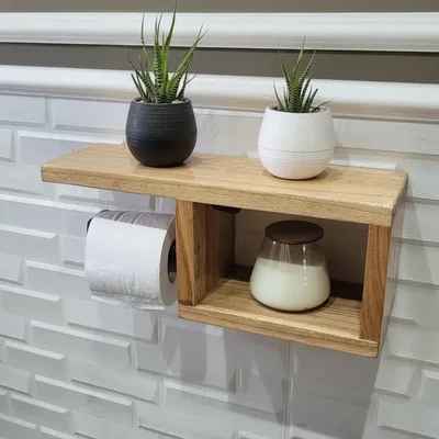 PORTA PAPEL HIGIENICO MADERA PARA AMURAR