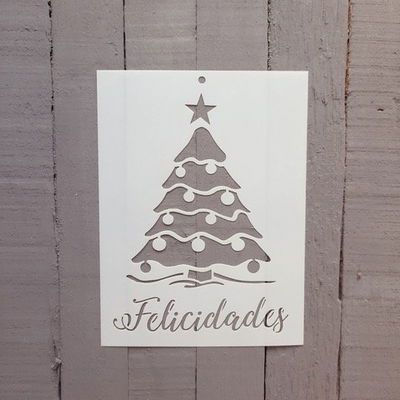 Stencil PI - SNA46 15x20cm - Arbol Navidad Felicidades