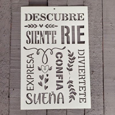 Stencil PI - FA31 20x30cm - Descubre, Siente,