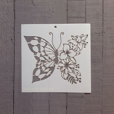 Stencil PI - OB47 20x20cm - Mariposa Flores