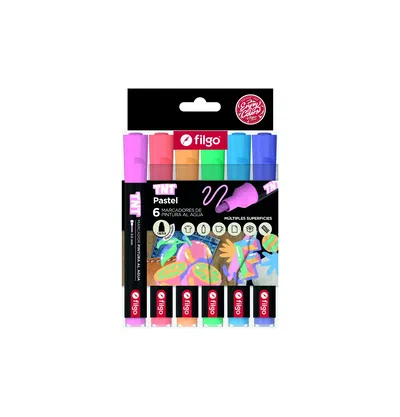 Marcador De Pintura Al Agua Filgo TNT - Colores Pasteles x6