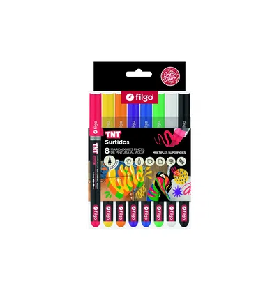 Marcador De Pintura Al Agua Punta Pincel Filgo TNT - Colores Clásicos x8