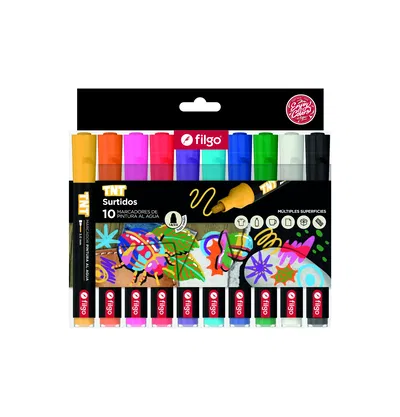 Marcador De Pintura Al Agua Filgo TNT - Colores Clásicos x10