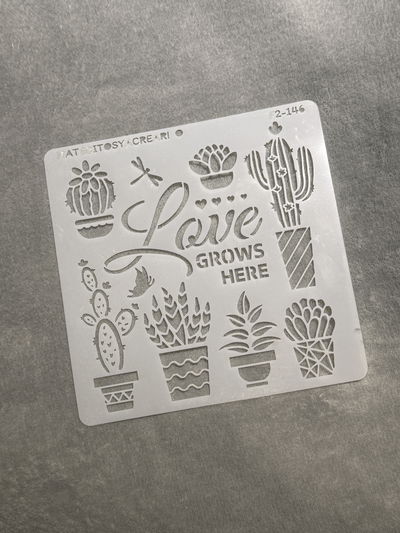 Stencil MyC - 20x20 - F2.146 - Love Cactus
